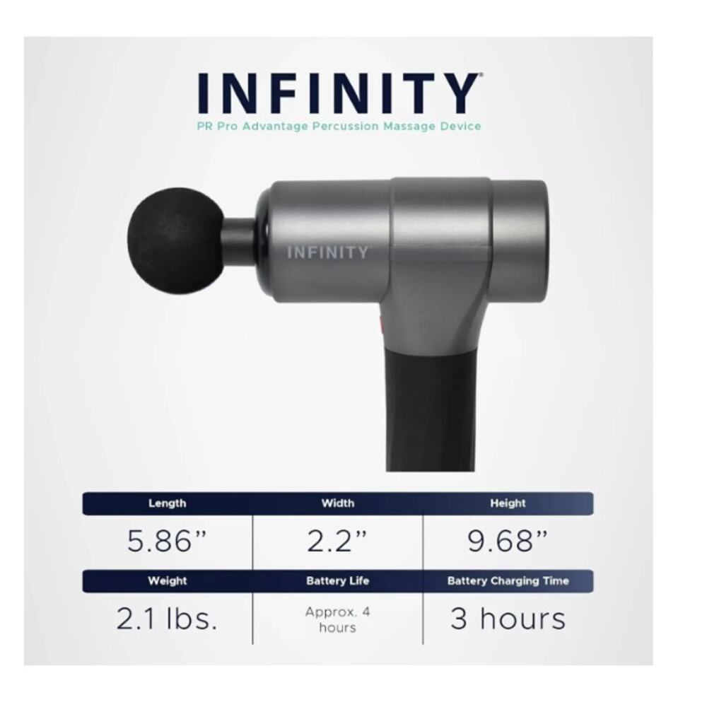 Infinity PR Pro Advantage 45W Cordless Massage Gun with 6 Heads - Platinum